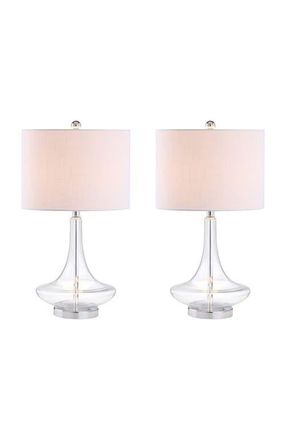 Jonathan Y Designs Cecile 25.5 Glass Teardrop LED Table Lamp in Clear at Nordstrom