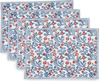 Tiramisu Set of 4 Cotton Placemats in Blue/Red at Nordstrom Rack