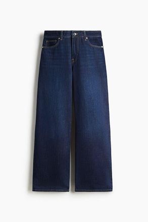 H&M Wide Regular Jeans in Dark Denim Blue at Nordstrom, Size 16