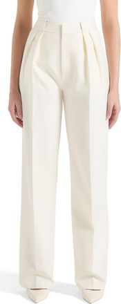 Mani&egrave;re De Voir Julie Tailored Twin Pleat Trousers in Cream at Nordstrom, Size 12