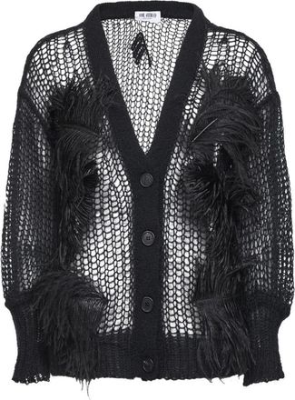 The Attico Cardigan met veren - Dames - Vesten - Zwart - 2XS - Wol - Truien & Vesten