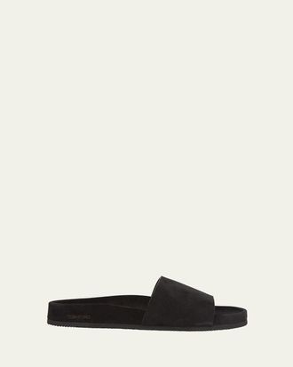 Tom Ford Mens Wicklow Perforated Suede Slides