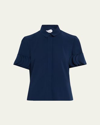 Akris Layered Short-Sleeve Signature Blouse