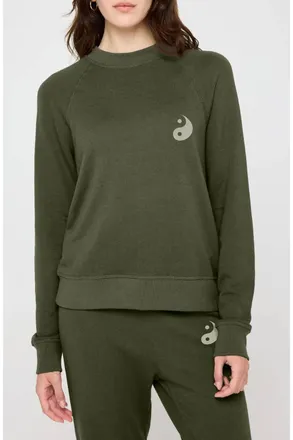 Spiritual Gangster Yin Yang Forever Crew Sweatshirt In Green