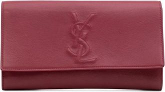 Saint Laurent Pre-owned Clutches, female, Pink, Size: ONE SIZE Pre-owned Leather Flap Closure Clutch