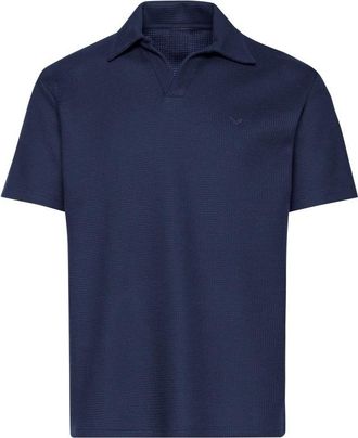 Trigema Poloshirt TRIGEMA TRIGEMA Oversized Poloshirt ohne Knopfleiste in Waffeloptik, Damen, Gr. XXL, blau (navy), 100% Baumwolle, Basic, Shirts Poloshirt