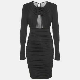 Magda Butrym Black Cut-Out Jersey Ruche Mini Dress