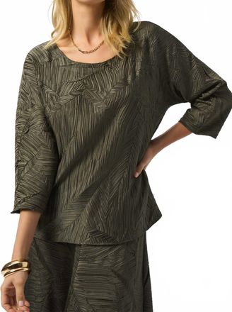 Joseph Ribkoff Pleated Satin Boxy Top In Avocado