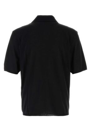 Saint Laurent 841679y75yw 1000 Noir Exterior: Wool Polo T-shirts And Polos
