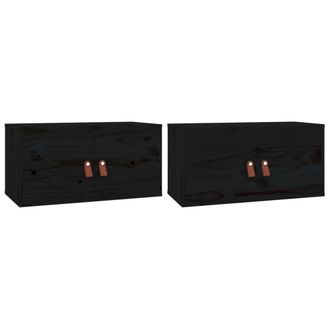 Berkfield Home Wall Cabinets 2 pcs Black 60x30x30 cm Solid Wood Pine | Size: 60 x 30 x 30 cm
