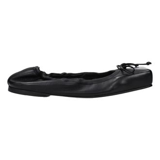Jacquemus Black Leather Ballet Flats Square Toe