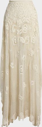 Ralph Lauren Collection Hand-Crocheted Floral Silk Sweater Skirt