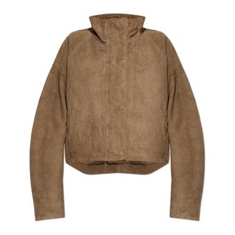 AllSaints Leather Jackets, female, Brown, Size: L Ryder Suede Jacket