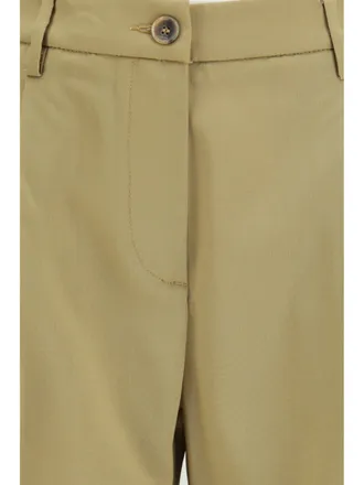 Cruna Womens Pants Wide-Leg Virgin Wool Olive (fleece) Trousers