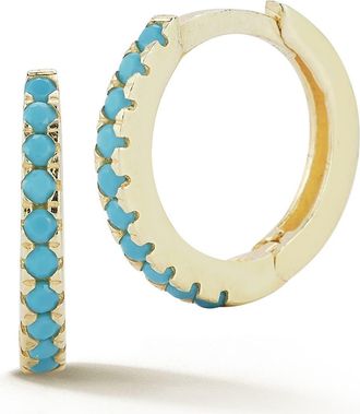 Sphera Milano 14K Gold Plated Sterling Silver Synthetic Turquoise Huggie Hoop Earrings at Nordstrom Rack