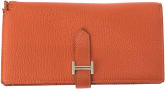 Herm&egrave;s Orange Epsom Leather Wallet (Bi-Fold) (Pre-Owned)