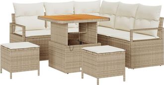 vidaXL Garden Sofa Set with Cushion with Storage 8 pcs Beige and Cream vidaXL