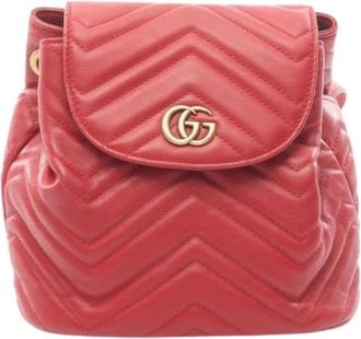 Gucci Pre-owned Vintage Leren Rugzak - Dames - Vintage Rugzakken - Rood - ONE Size - Leer - Vintage