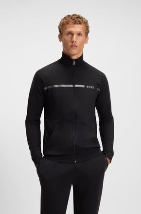 HUGO BOSS Sweatjacke BOSS Authentic Jacket Z, Damen, Gr. XXL, schwarz 001, Jersey, Obermaterial: 100% Baumwolle, unifarben, regular fit, B&uuml;ndchen, Sweatjacken S