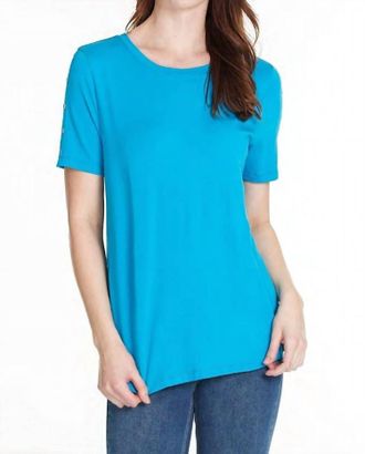 Multiples Button Detail T-Shirt In Turquoise