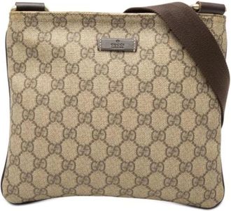 Gucci Pre-owned Canvas Crossbody Bag - Dames - Vintage Schoudertas - Beige - ONE Size - Leer - Vintage