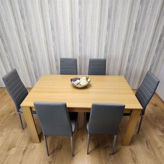 Kosy Koala Kosy Koala - Dining Set of 6 Dining Table and 6 Grey Faux leather Chairs Dinig Room Furniture