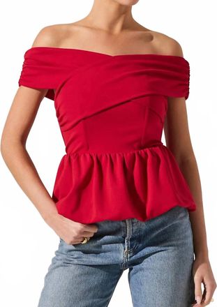 Astr Tennille Off The Shoulder Peplum Top In Red