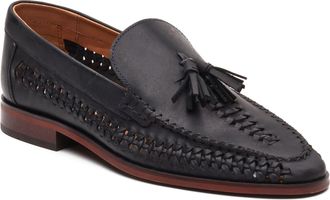 Base London Bracken Loafer Leather Mens Navy Loafers - Size UK 11