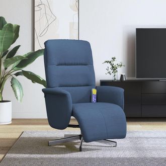 vidaXL Sill&oacute;n Reclinable De Masaje Con Reposapi&eacute;s Tela Azul Vidaxl