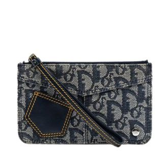 Dior Pre-owned Canvas Pouch - Dames - Pre-owned - Blauw - Maat: ONE Size Leer