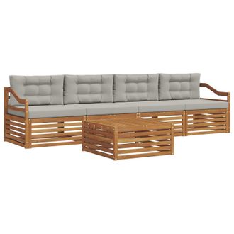 vidaXL Conjunto De Sof&aacute;s De Exterior 5 Pcs Gris Natural Y Claro Vidaxl
