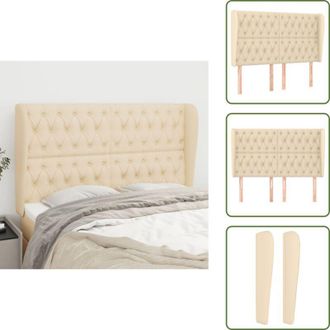 vidaXL The Living Store Testiera ad Orecchio Crema 147 x 23 x 118/128 cm in Tessuto - Testiera ad orecchio