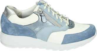 Durea Sportieve Lage Damesschoenen Blauw Patroon - Dames - Sneakers - Blauw - 41 EU - Leer - Schoenen