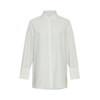 Moss Copenhagen Gestreept overhemd - Dames - Blouses & Shirts - Wit - Maat: XS