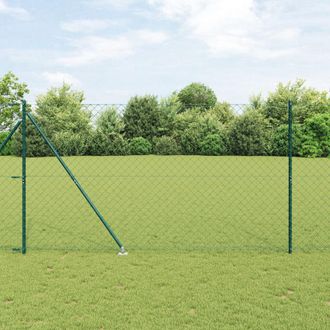 Berkfield Home Chain Link Fence with 7 Spike Posts 1.6x10 m Galvanised Steel in Green
