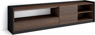 Skraut Home Mueble tv efecto madera roble oscuro y negro 207x37x50cm