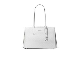 Michael Kors Laila Medium Tote Tote Handbags Optic White/Aluminum : MD, Leather