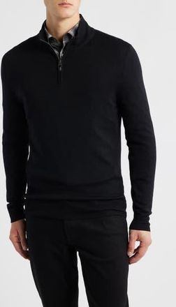 Canali Quarter Zip Wool Blend Sweater in Black at Nordstrom Rack, Size 46 Us / 58 Eu Regular