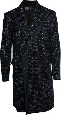 Amiri Boucle long coat in black