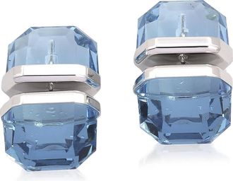 Swarovski Blue Rhodium Plated Lucent Stud Earrings