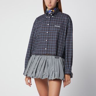 Miu Miu Camicia in tartan blu/cacao