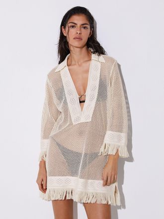 Reiss Crochet Fringe-trim Beach Dress, XS