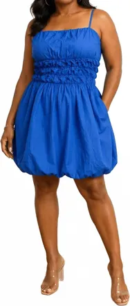 Pinch Design Mini Puff Dress In Blue