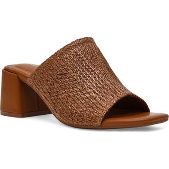 Anne Klein Flutter Slide Sandal in Brown Raffia at Nordstrom, Size 6.5