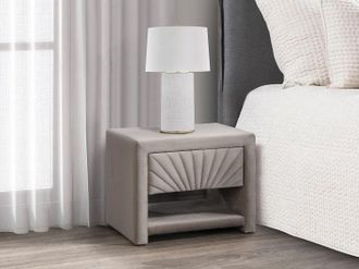 Vente-Unique Comodino 1 cassetto e 1 nicchia Velluto Beige - ULAMI