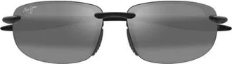 Maui Jim Hookipa Ultra Special Fit PolarizedPlus2 60mm Rectangular Sunglasses in Black at Nordstrom