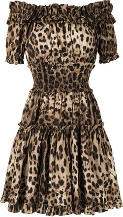Dolce & Gabbana Jurken - Dames - Korte kleedjes - Bruin - XS - Nylon - Kleedjes