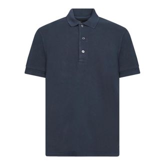 Tom Ford Tops, Heren, Blauw, L, Katoen, Blauw Lyocell Poloshirt Klassieke Kraag
