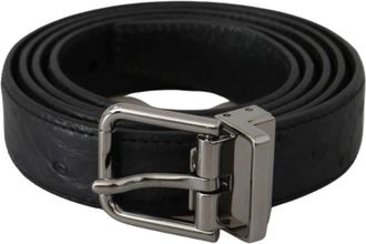 Dolce & Gabbana Exotische Huid Riem met Zilveren Gesp - Heren - Riemen - Zwart - ONE Size - Leer - Accessoires