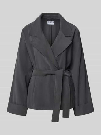 Jake*s Casual Trenchcoat aus reiner Viskose in Dunkelgrau, Gr&ouml;&szlig;e 34